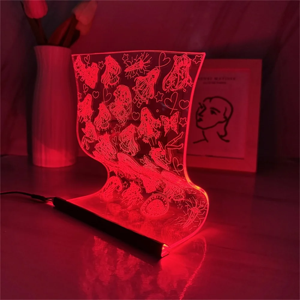 Date Girls Scroll Lamp LED Table Atmosphere Light デート·ア · tekstoAkrylowe światło nocne 3D Mood Light Cartoon Art Decor Lamps 3/7 Colors