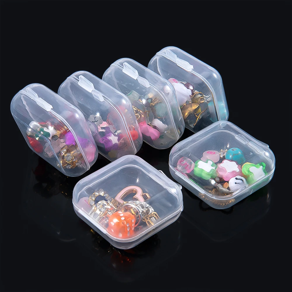 5/20PCS Mini Plastic Storage Box Transparent Jewelry Storage Box Container Portable Earring Ring Earplugs Packaging Storage Case