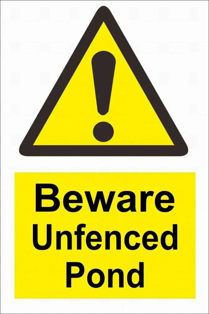 Y1,Beware unfenced Pond Sign Notice Warning Caution Safety Tin Decor 8x12 by PaBoe-aluminum