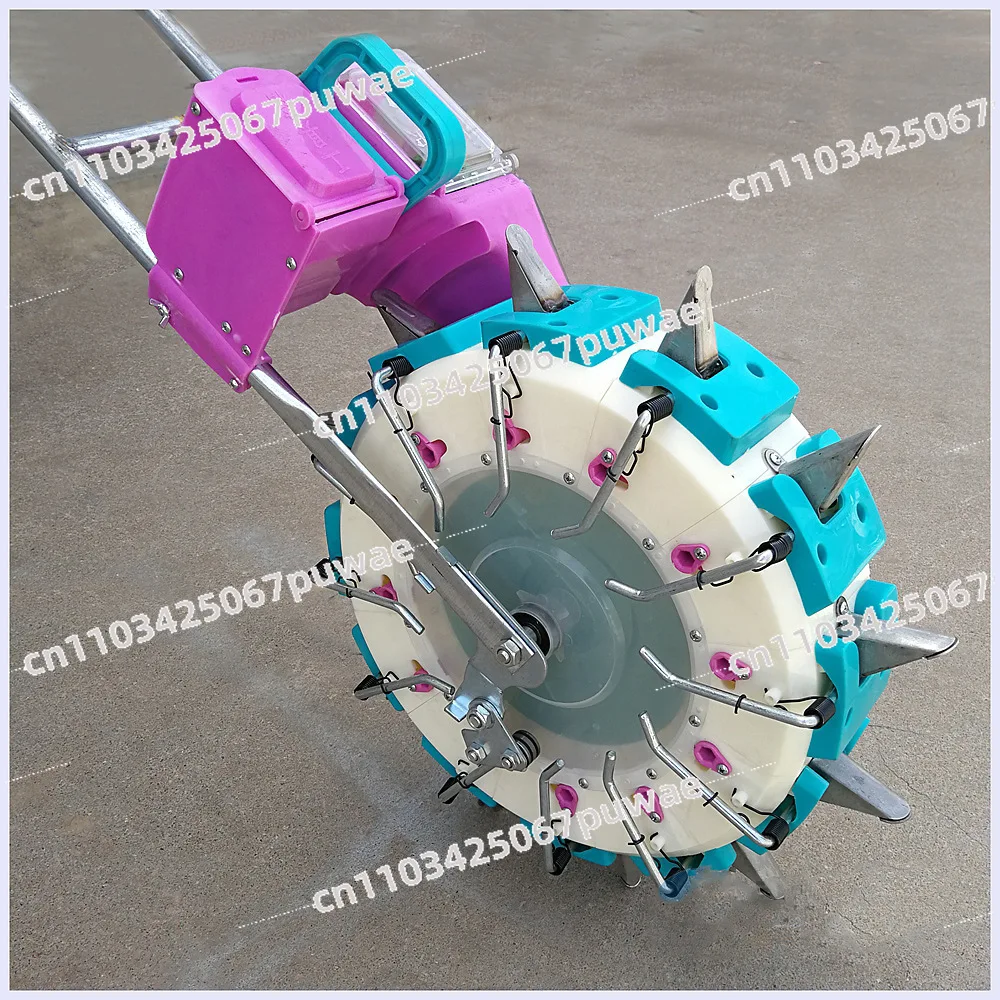 Manual Push Seeder & Fertilizer Spreader 7-Double Nozzle Planter for Corn Soybean Peanut Cotton Sowing