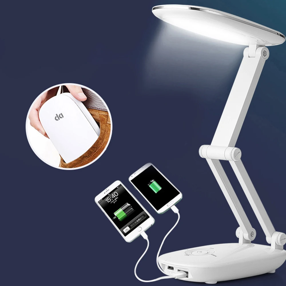 Mini Desk Lamp 4000mAh Battery Rechargeable LED Lamp Table Dimmable Folding Light USB Table Lamps with Power Bank Emergency Lamp