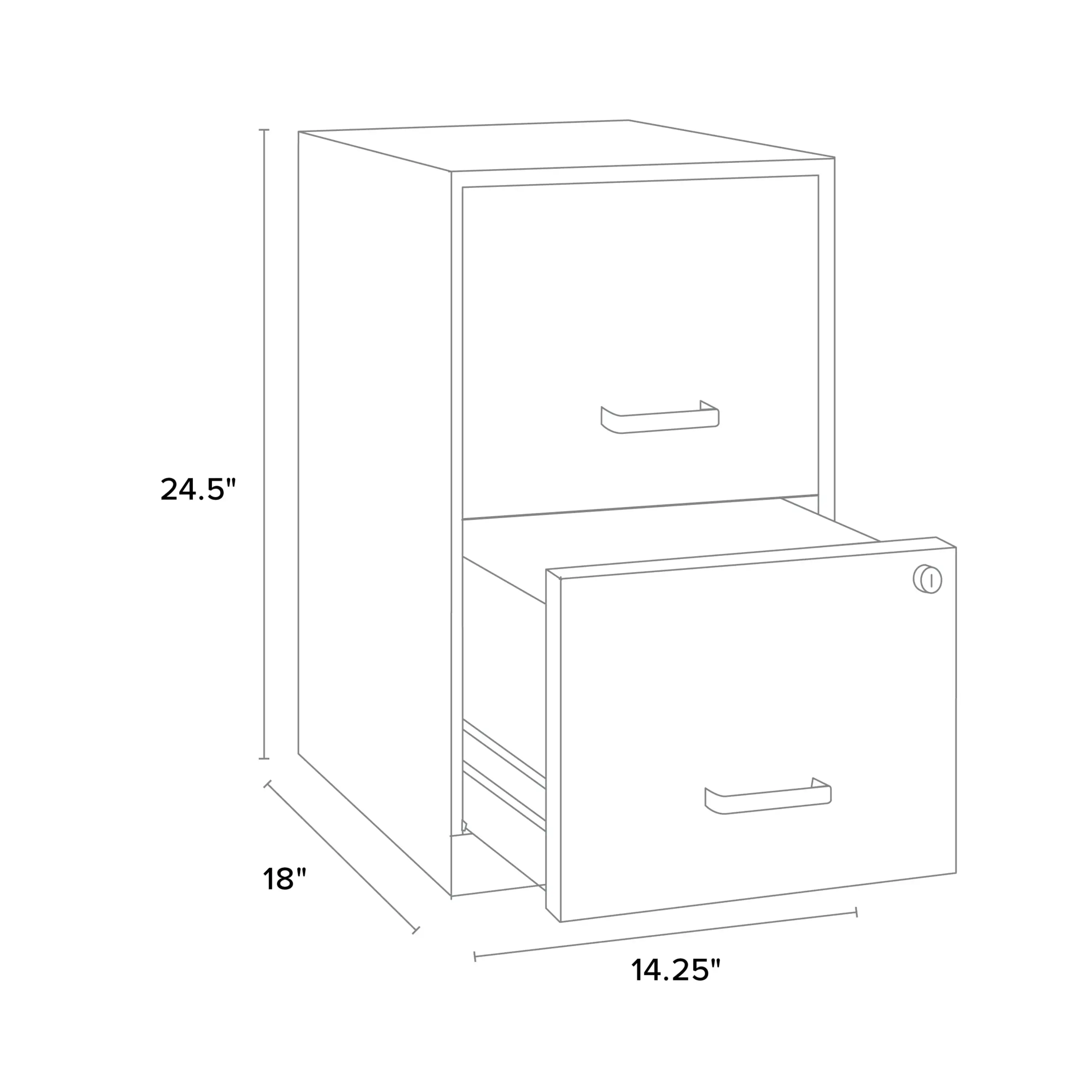 De 18 "Diepe 2 Lades Letterbreedte Verticale Archiefkast, Zwarte Archiefkast Metalen Kast Archiefkast