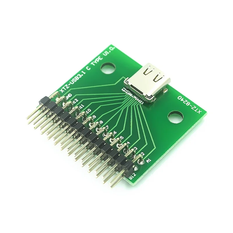 Double-sided Forward And Reverse Plug TYPE C Female Connector Test Board USB3.1 With PCB Board 24P Female Connector With Row Pin