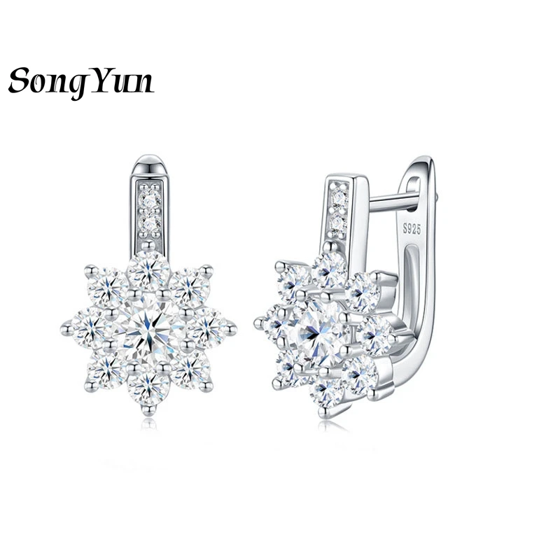 

SONGYUN Designer Jewelry 925 Sterling Silver Earrings Moissanite Diamond Stud Casual for Girls 18K Gold Plated SYT Patent Earrin