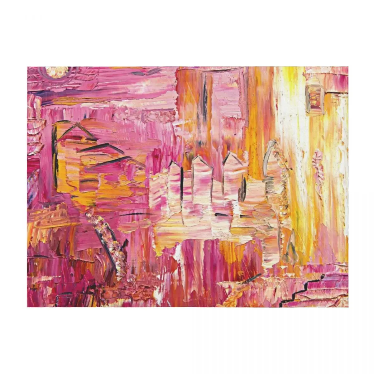 

Village in the sun - pink houses Throw Blanket for sofa blankets and throws christmas decoration Decoratives Blankets