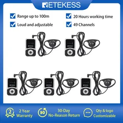 RETEKESS T131S 5 Pcs Tour Guide Receiver , 2nd Gen T130 Long Standby Time For Tour Guide System Excursion Church Factory Visit