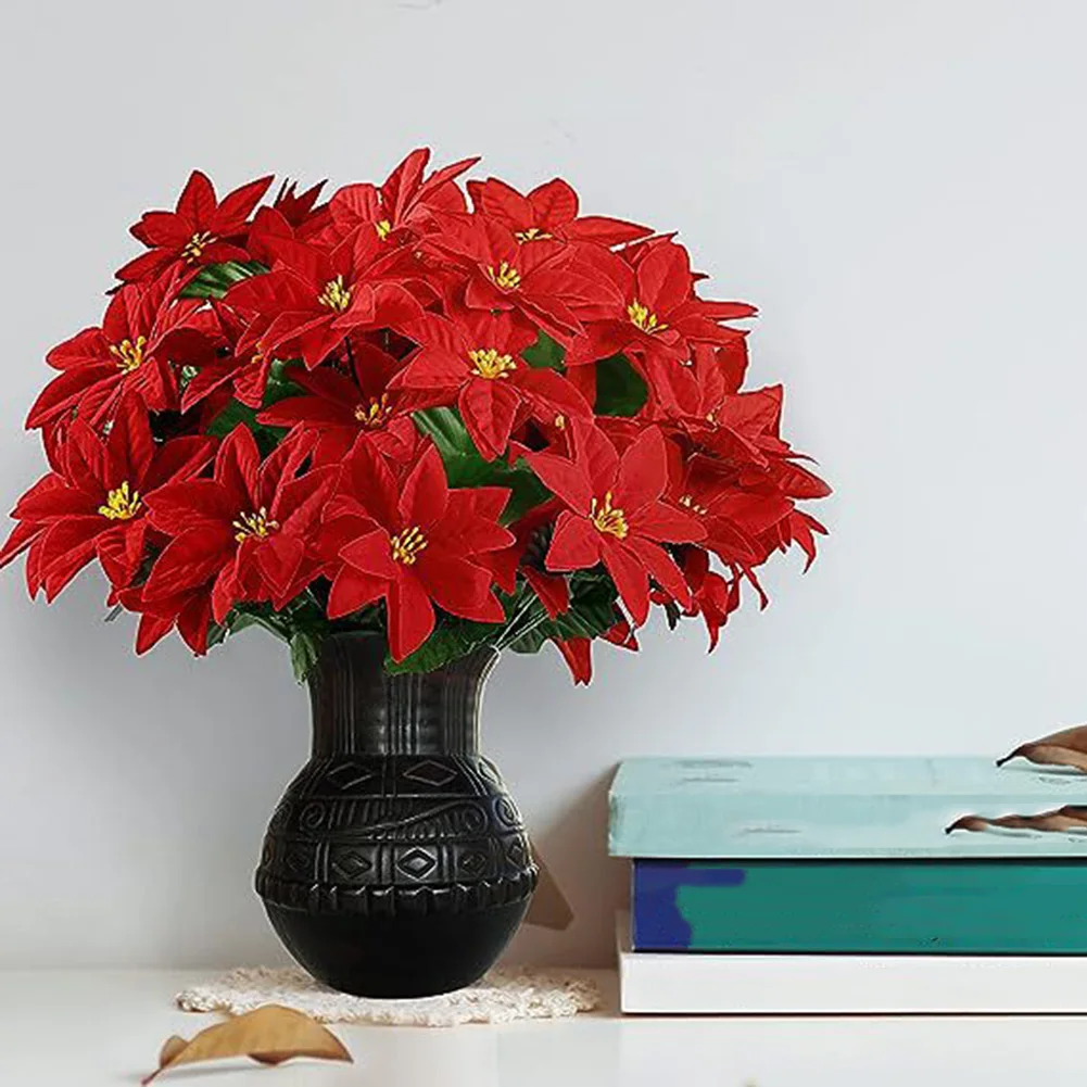 Festive Floral Arrangement Christmas Red Flowers Easy Care Non-Watering Flowers Versatile Use Christmas Celebration