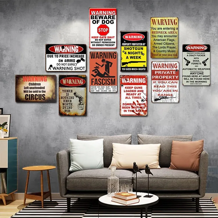 Bar Home Wall Decoration Tin Metal Decor Metal Painting Warning Sign Fashion Hot Selling Hot Selling Item