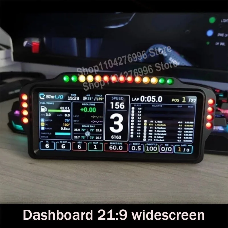 

Racing Simulator Game Dashboard 21:9 Wide Screen IPS Base Steering Wheel SIMHUB Display dashboard 22 RGB for Fanatec SIMAGIC