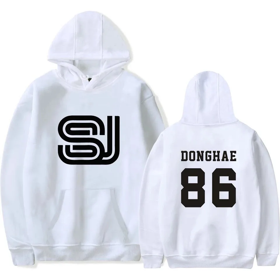 Sweter kaos bertudung pria populer kasual mode dasar cetak Super Junior Hoodie pria Streetwear Kpop keren Hipster pullover pria