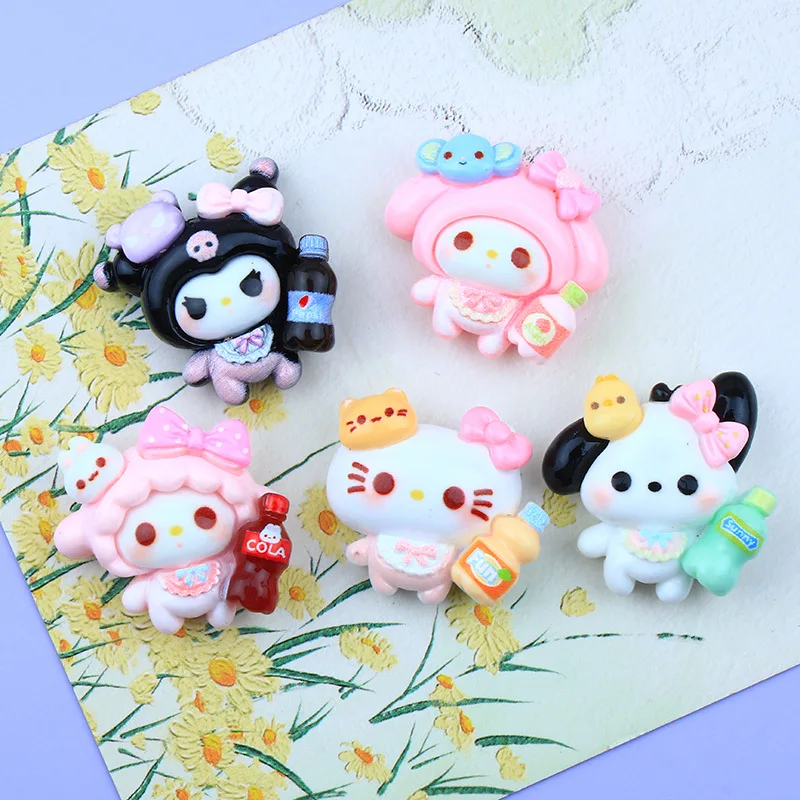 20/100 Uds. Accesorios de resina de refresco de animales de dibujos animados DIY crema Gel funda de teléfono llavero colgante decoración de envío