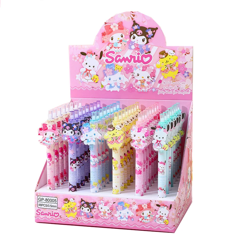 

Sanrio6pcs Gel Pen New Kawaii Kuromi My melody Student Stationery Supplies 0.5 Black Cartoon Patch Pens Children Study Gifts
