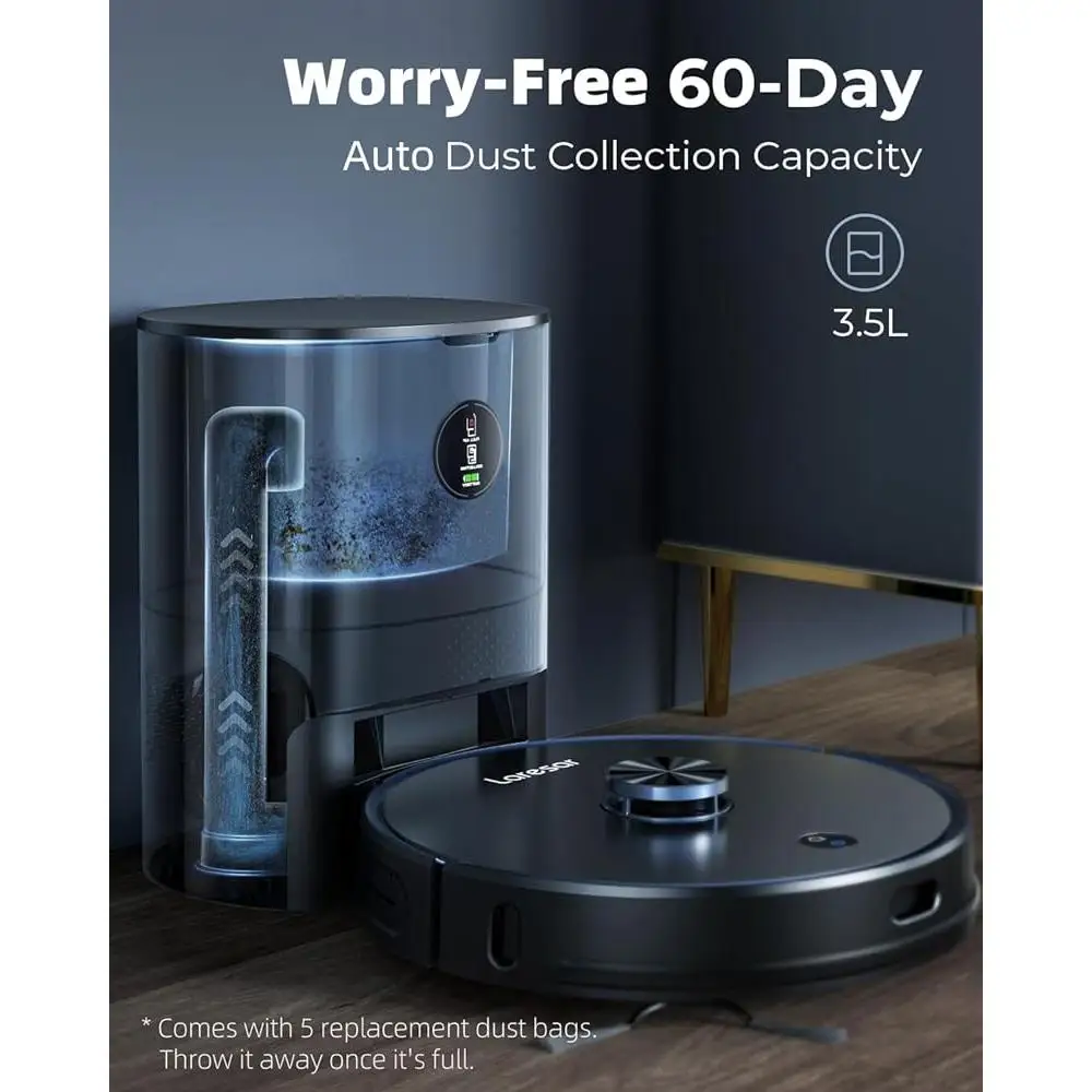 Combinatie robotstofzuiger en dweil 3-in-1 zelfleegstation LiDAR-navigatie Slimme app-bediening 4000 Pa zuigkracht Spraakbesturing Multi