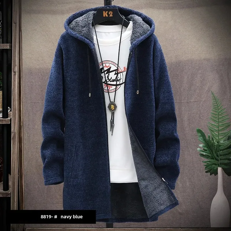 Men's Knitted Top Cardigan Trendy Korean Style Fall Winter New Arrival Hooded Sweater Outerwear Woolen Jacket