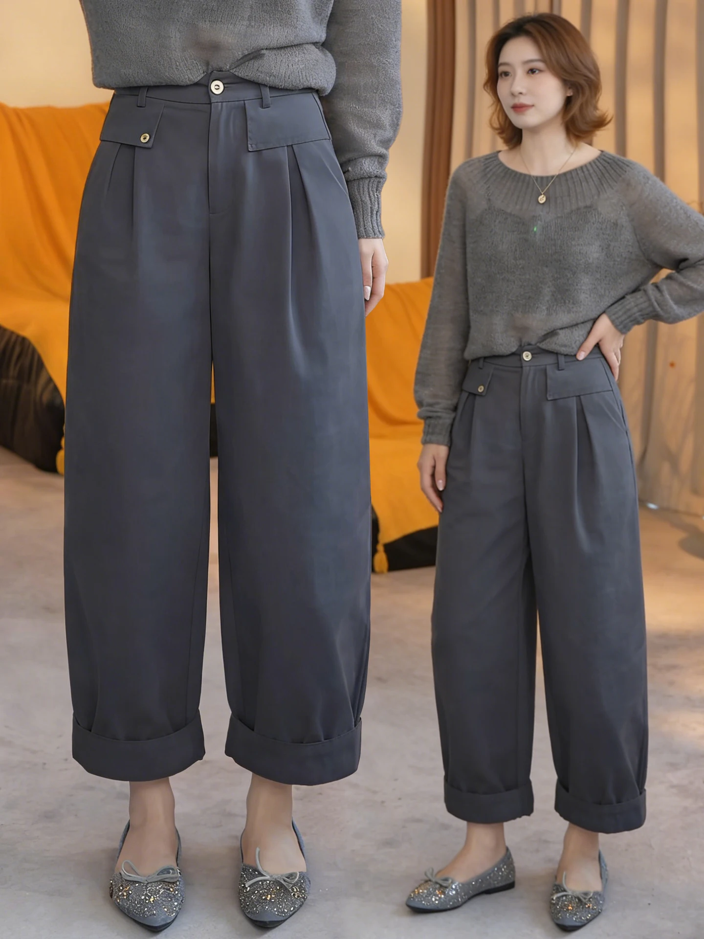 

High Waist Wide Leg Crop Pants Women's Casual Loose Fitting Straight Leg Trousers Spring Summer New Style Small Size Dream Cl...