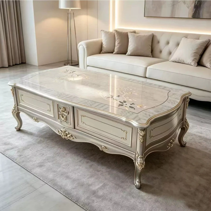 Hotel Living Room Royal European Furniture Villa French Luxury French Suite Apartment Solid Wood Antique Coffee Table