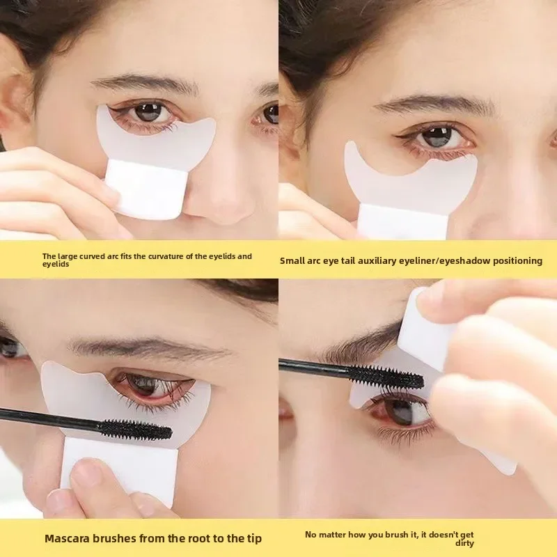 Maquillaje de ojos multifuncional, deflector de silicona en forma de media luna, cepillo para pestañas, delineador de ojos, sombra, artefacto auxiliar, plantilla de delineador de ojos