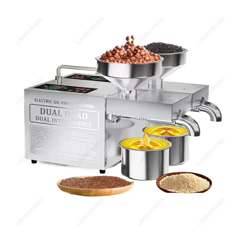 B02S Double Head Intelligent Oil Press Machine Stainless Steel Small Commercial Peanut Oil Extractor Equipment