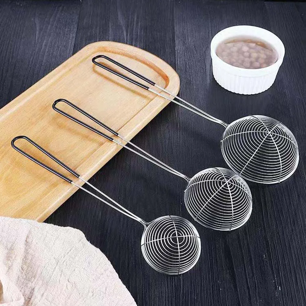 3 Sizes Stainless Steel Spider Strainer Skimmer Spoon Long Handle Wire Skimmer ladle for Kitchen Frying and Cooking, Pasta, Chip