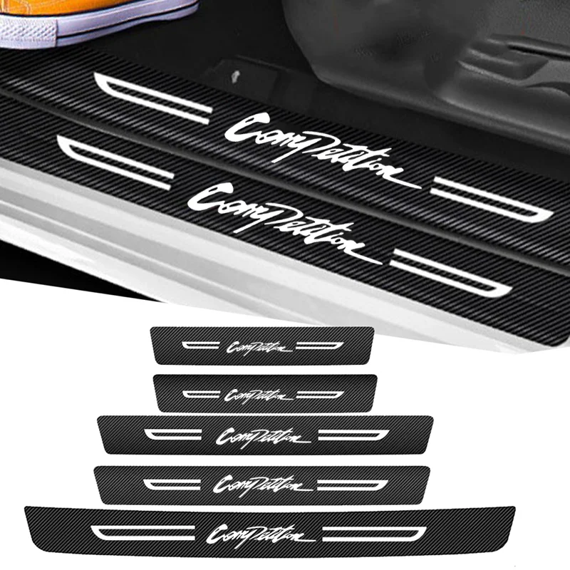 Car Door Sill Trunk Protect Strip Pedal Water Proofing Decals For Mitsubishi Competition Logo Threshold Guard Stickers Accessory