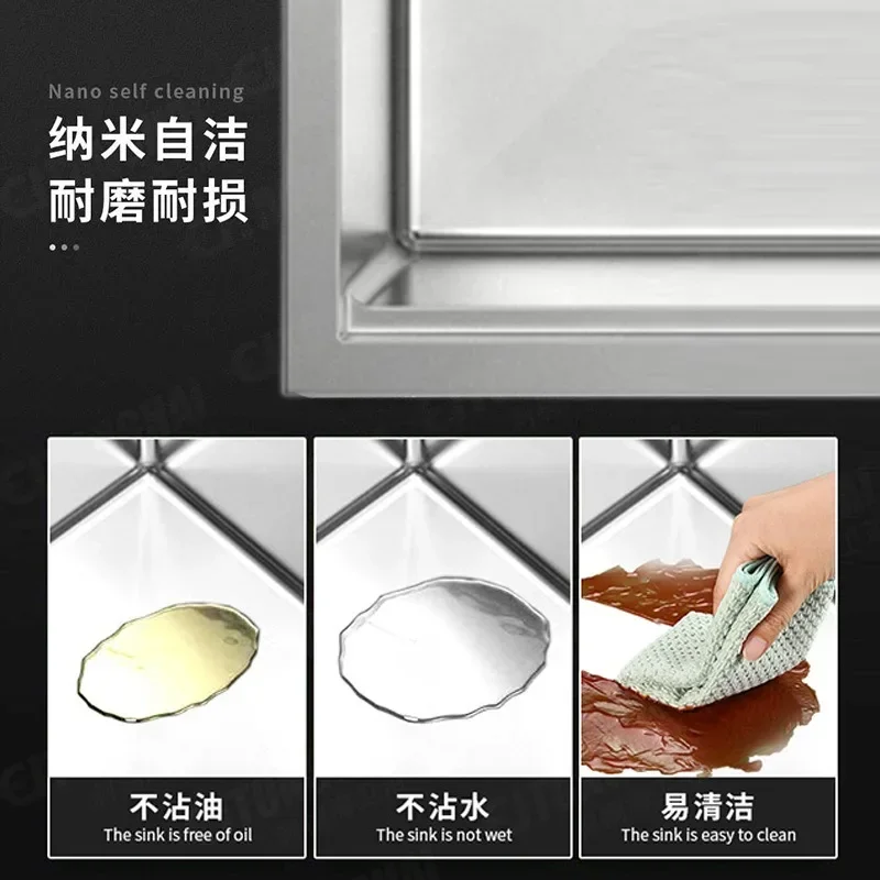 2026304 Stainless Steel Silver Nano Invisible Sink, Bar Counter, Kitchen, Household Vegetable Basin, Hidden RV Small Single Slot