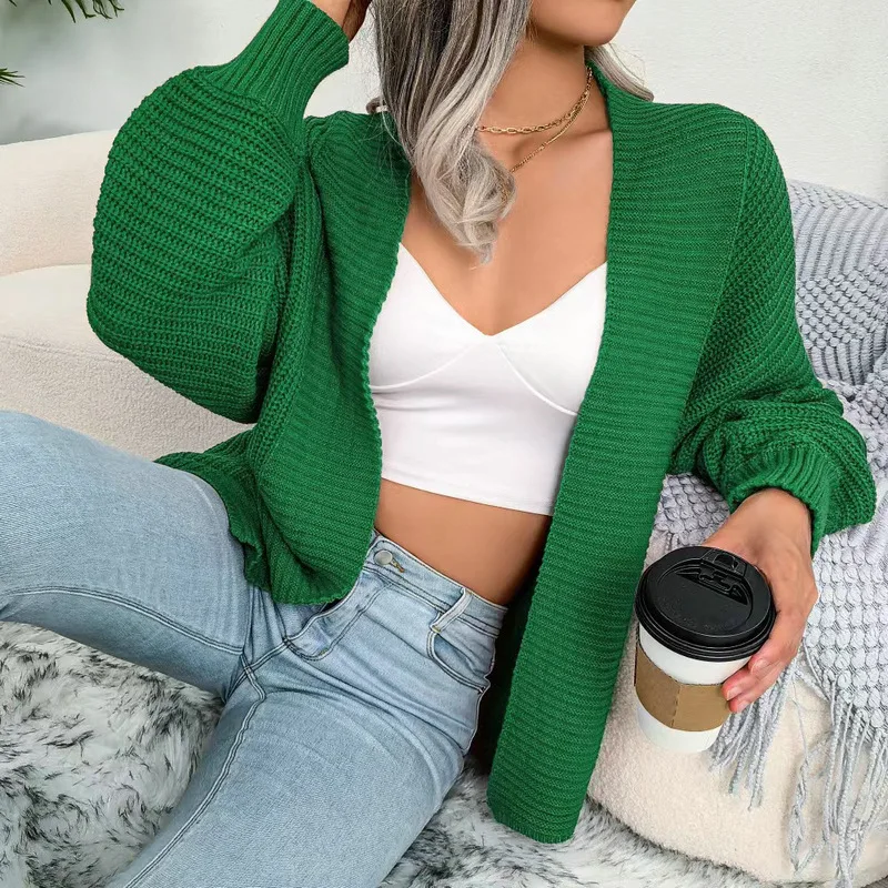 Women Solid Knit Sweater Cardigan V Neck Full Sleeve Jumpers Sweaters Open Stitch Casual Splice Streetwear Autumn Winter