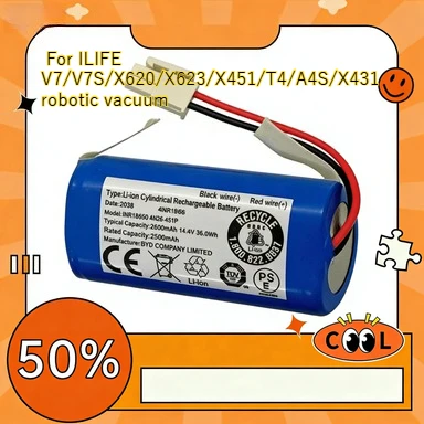 Compatible with ILIFE V7/V7S/X620/X623/X451/T4/A4S/X431 robotic vacuum batteries