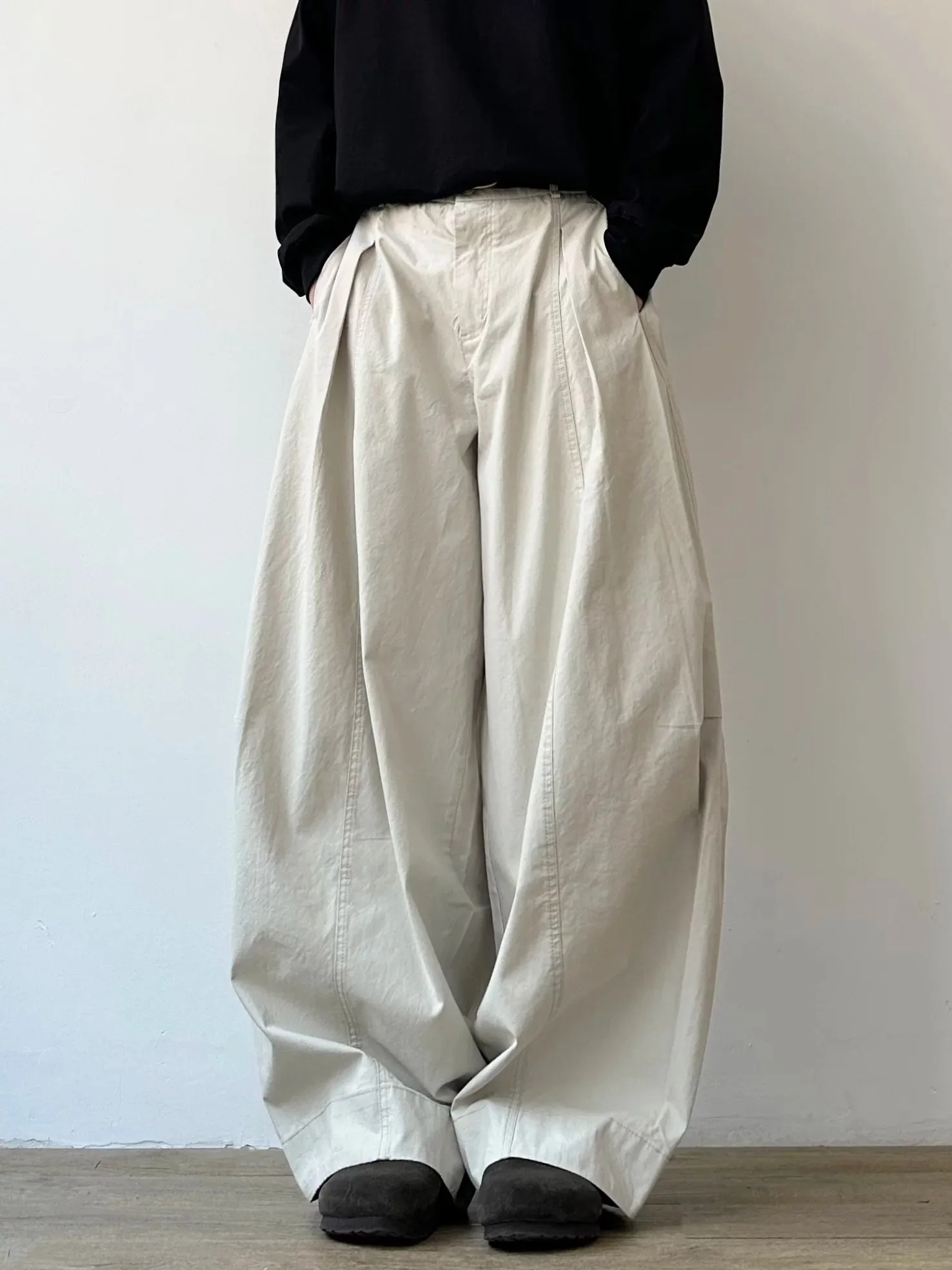 Joyzone Vintage Loose Wide Leg Casual Pants Men Women Spring Autumn Versatile Workwear Trousers Cleanfit Low Waist Zipper