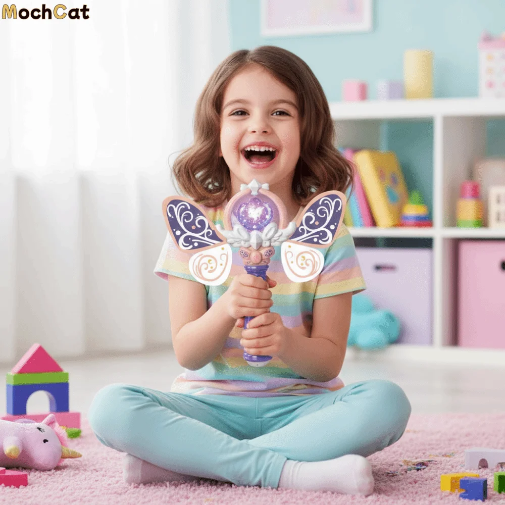 

With Music Magic Wand Toy Flash Rotating Changing Device Princess Wand Snowflake Light With Light Glowing Wand