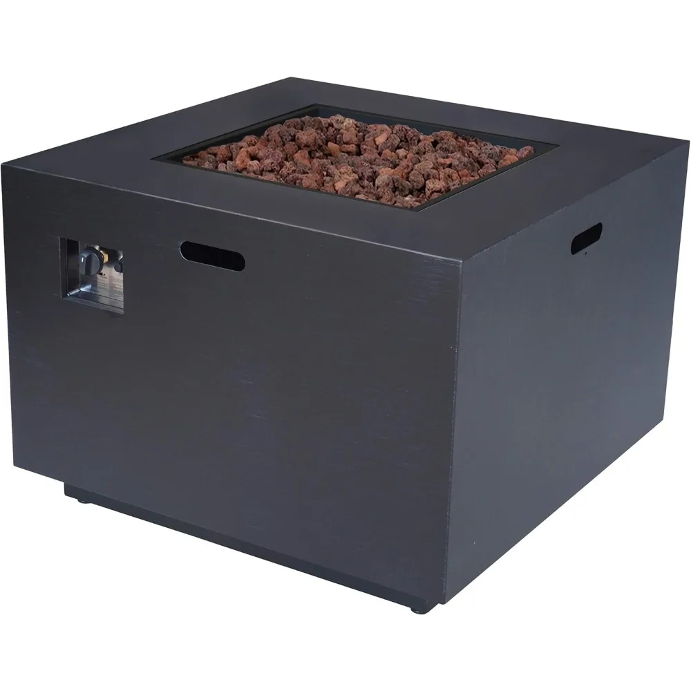 

Wellington Outdoor Iron 33" Square Fire Pit - 50,000 BTU, Dark Grey