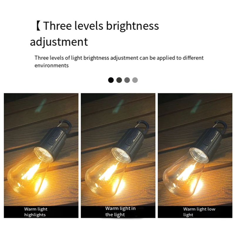 ABJY-наружный светодиодный гирляндный светильник с крючком, 400 мАч, USB-лампа типа C, 3 режима, водонепроницаемый фонарь для кемпинга, подвесной светильник для палатки-T03