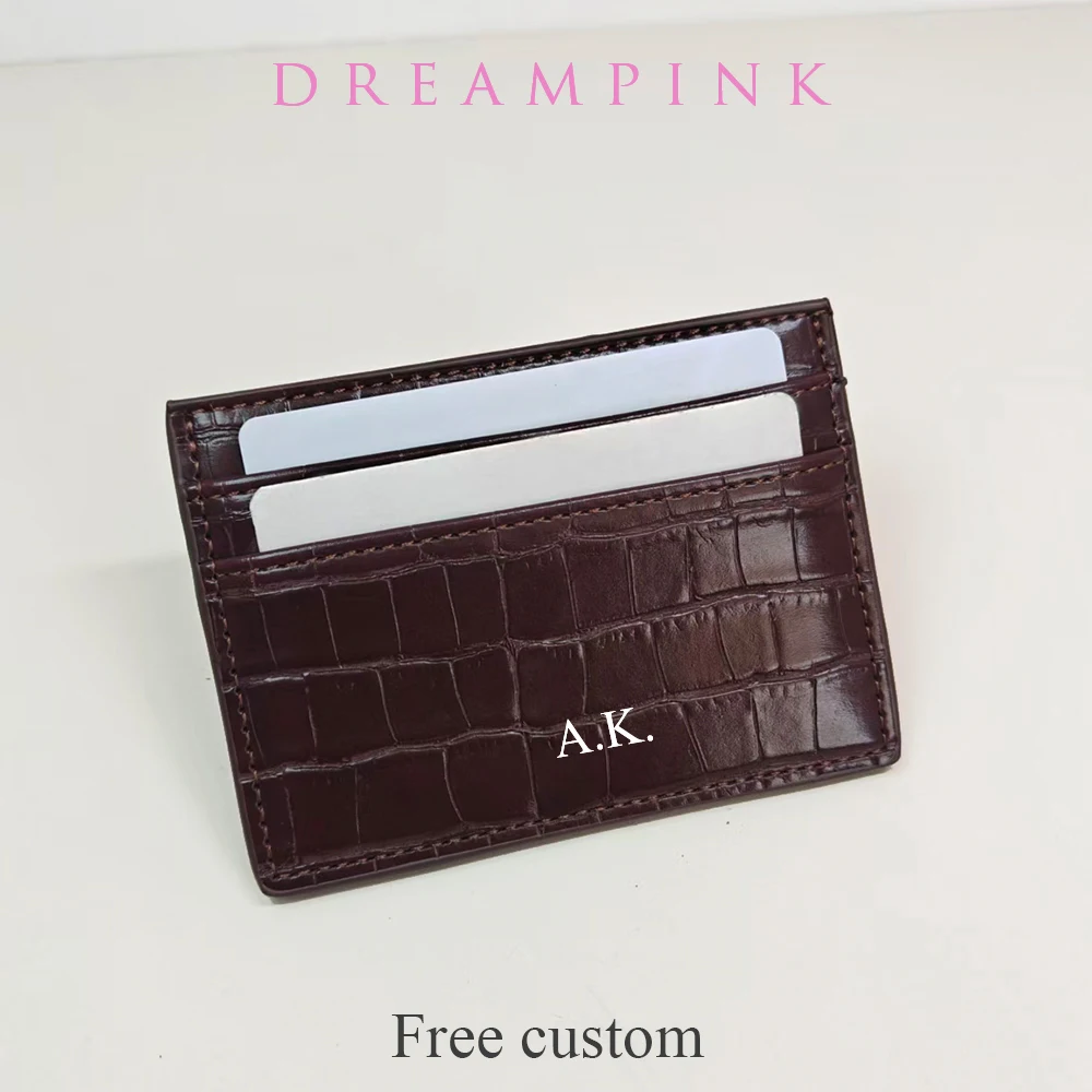 Luxuriöser Kartenhalter mit Krokodilprägung und Buchstaben, personalisierbar mit Namen, für Geschäftsleute, schlanke Geldbörse, personalisierte Initialen, Kreditkartenetui für Damen