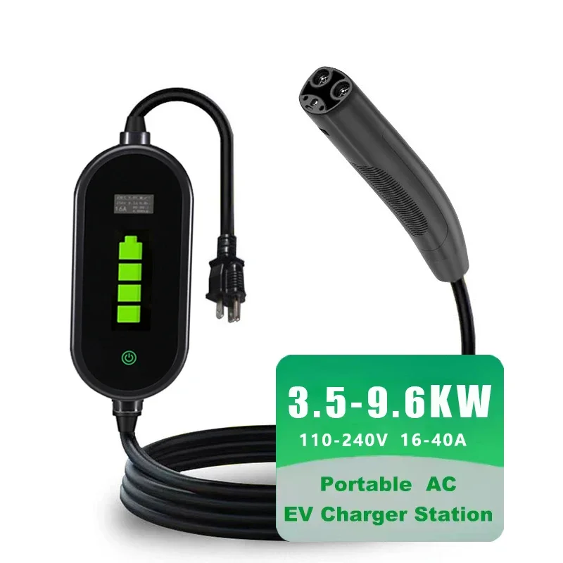 

Portable EV Charger 3.5kW 9.6kW 110V 240V 16A AC Home Charging Station with Carry Bag