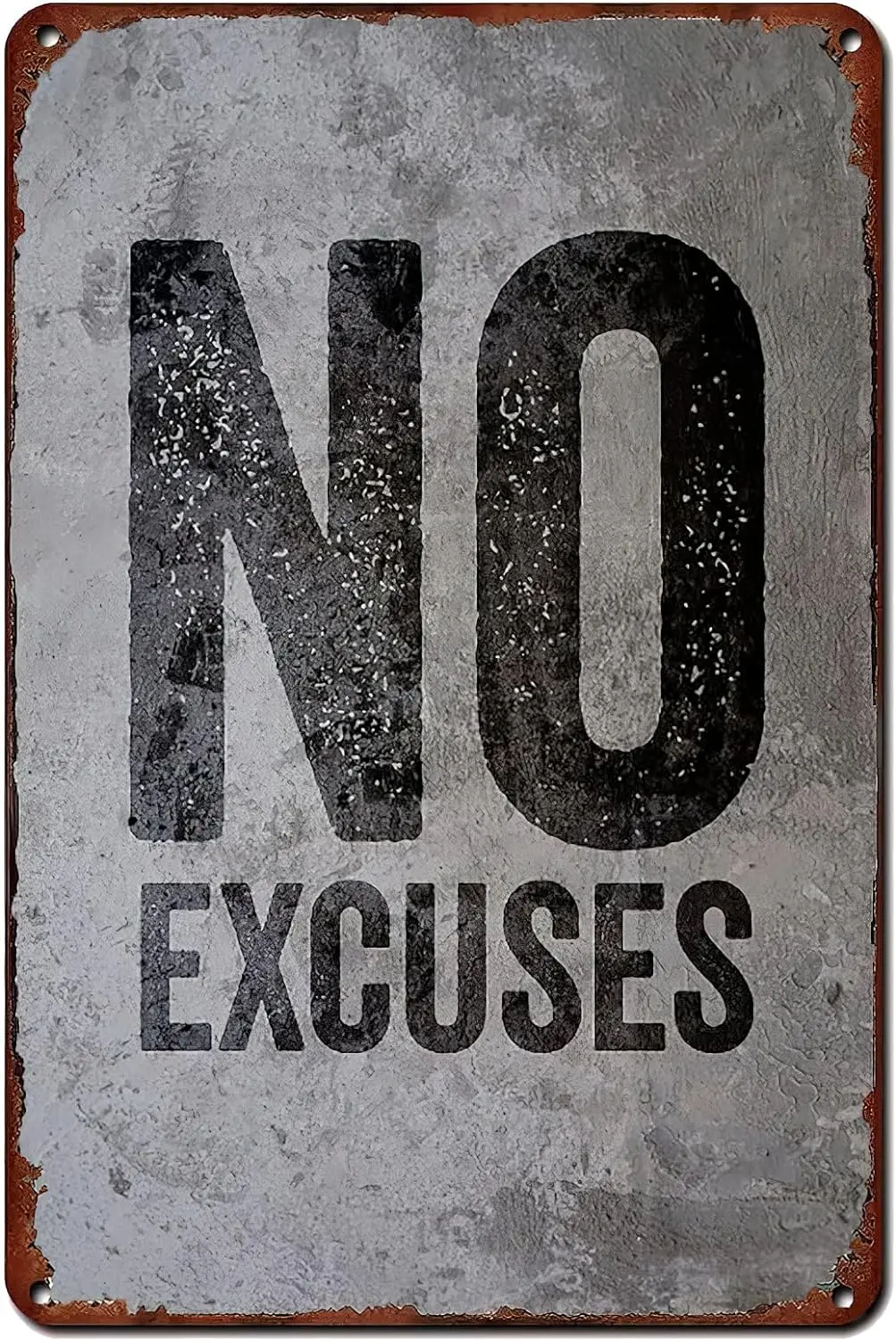 GYM Metal Tin Sign No Excuses Retro Poster Motivational Quote Gym Signs For Cafe Bar Gym Living Room Bathroom Kitchen Home Art W