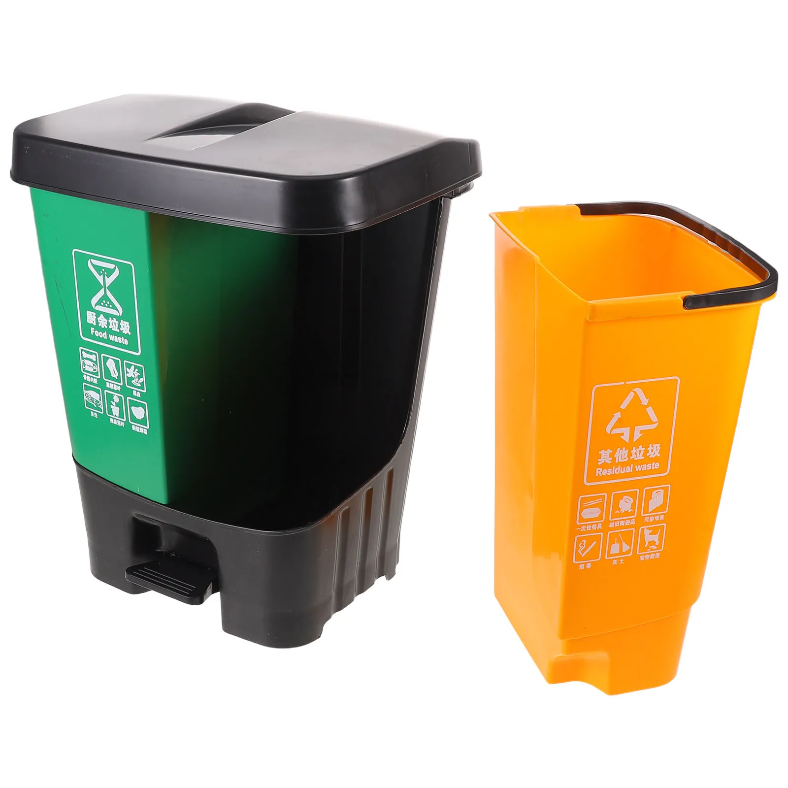 

Узкое компактное мусорное ведро для сухого и влажного мусора из нержавеющей стали с двумя отделениями и бесшумной крышкой для дома