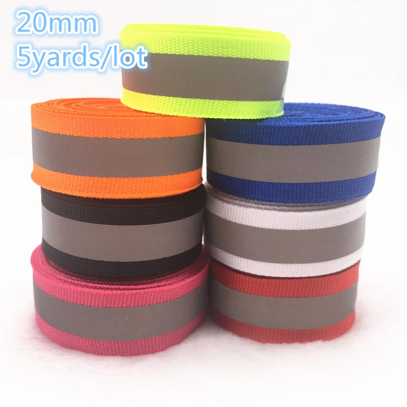 5 yards Safety Reflective Sew On Fabric Tape Strap Vest Webbing 20mm/10mm