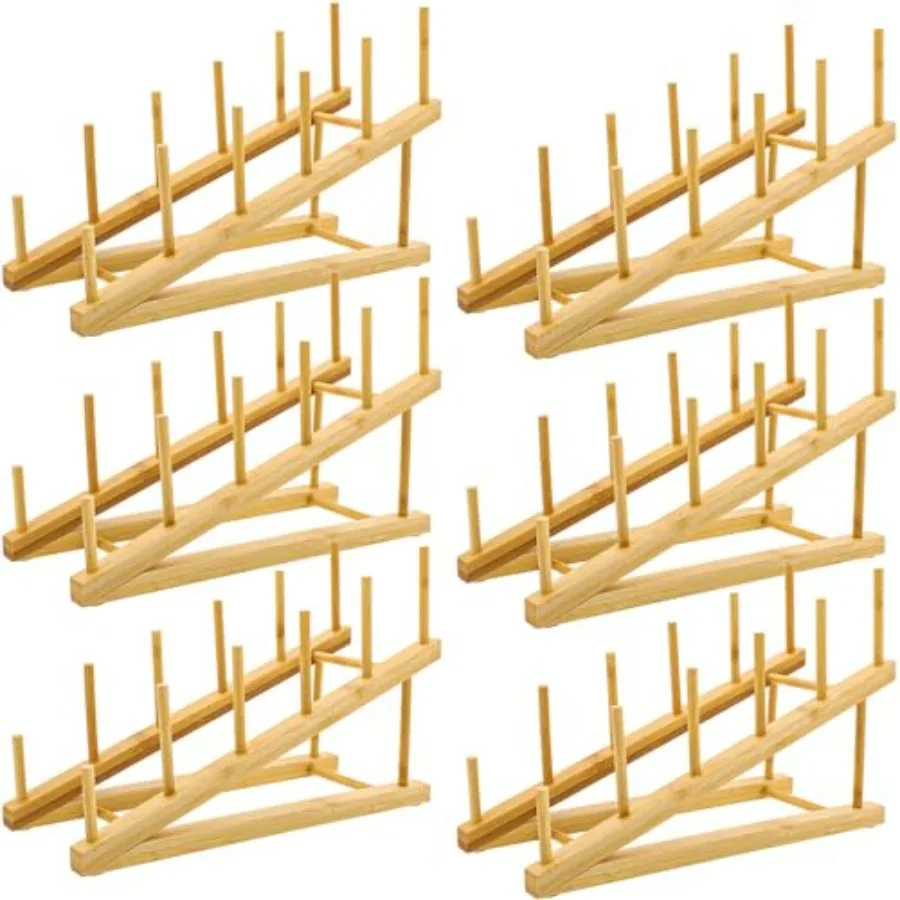 

6-częściowy деревянная многоярусная подставка для тарелок, бамбуковая подставка для тарелок, прочные деревянные бамбуковые сушилки для посуды для кухни, шкафа, посуды