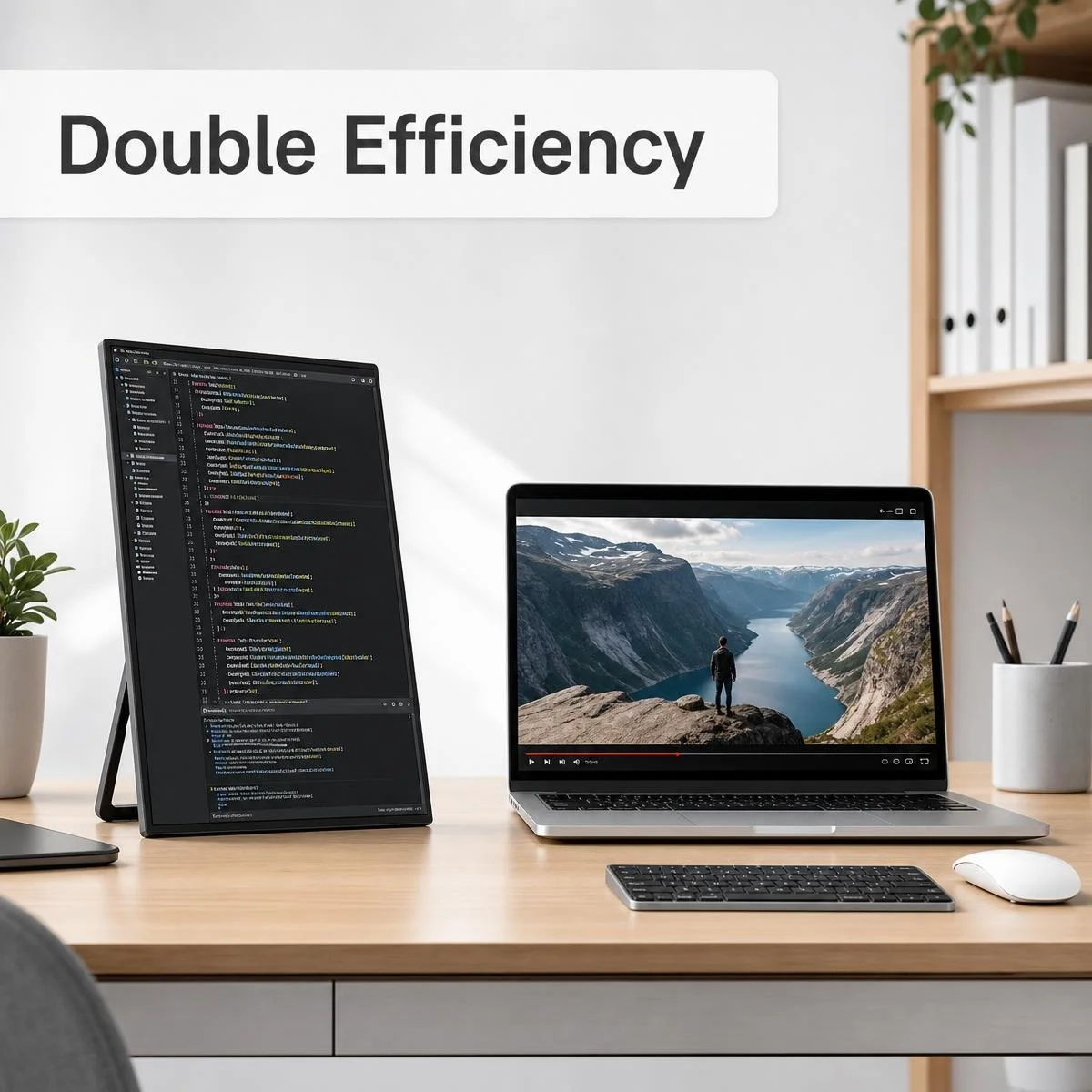 14 inch portable monitor with built-in invisible stand VESA wall mounted USB-C/HDMI dual screen expansion plug and play suitable view 5