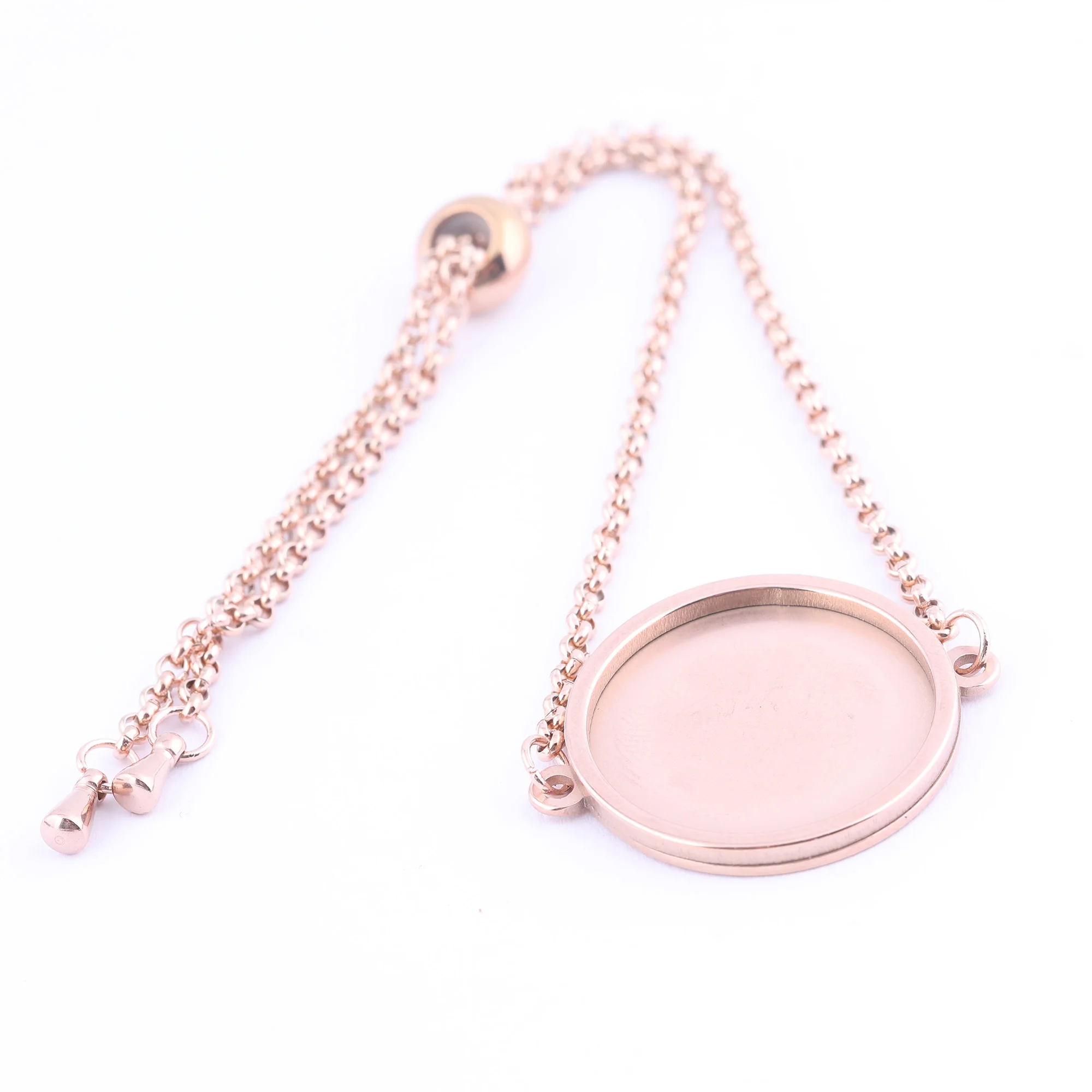 

2pcs Stainless Steel Rose Gold Cabochon Bracelet Base Blanks Diy Chain Bracelets Bezel Setting Trays Diy Jewelry Making