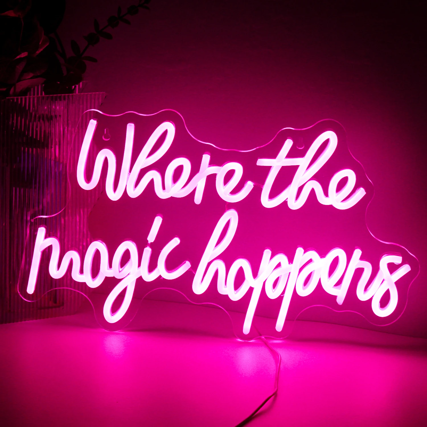 Where The Magic Happens Neon Sign for Wall Decor USB Powered Letter Neon Light Indoor Light Salon Decor Wedding Party Bar Decor