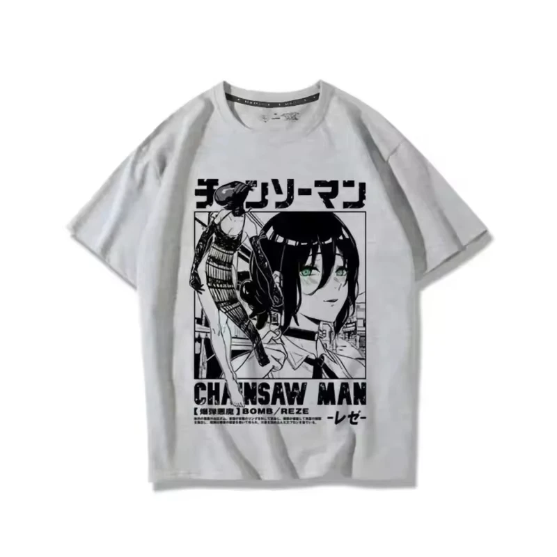 Anime Summer T-shirt Women Chainsaw Man Manga Graphic Men Cotton Short Sleeve Tee Plus Size Women Tops Summer Streetwear image 4