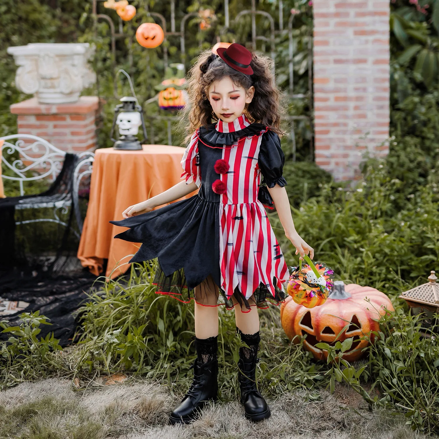 Costume per bambini di Halloween Clown Soul Cos Girls Dress Party Funny Dress Up Costume di carnevale