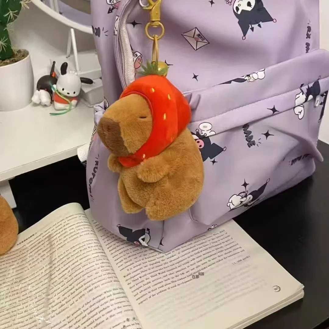 Bonito capivara chaveiro de pelúcia mochila pingente brinquedo carro chaveiro decoração acessórios kawaii boneca de pelúcia crianças presente aniversário