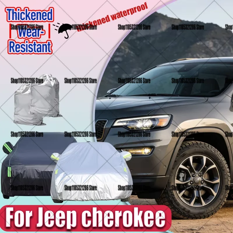 For Jeep cherokee Exterior Car Cover Outdoor Protection Full Car Covers Snow Cover Sunshade Waterproof Dustproof  Compact Storag