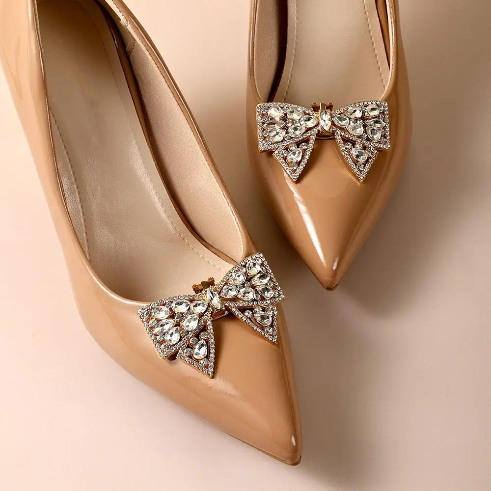 

1PC Detachable Bows Rhinestone Shoe Clips For Bridal Shoes Decoration Crystal Shoe Charm Buckle for Lady High Heels accessories