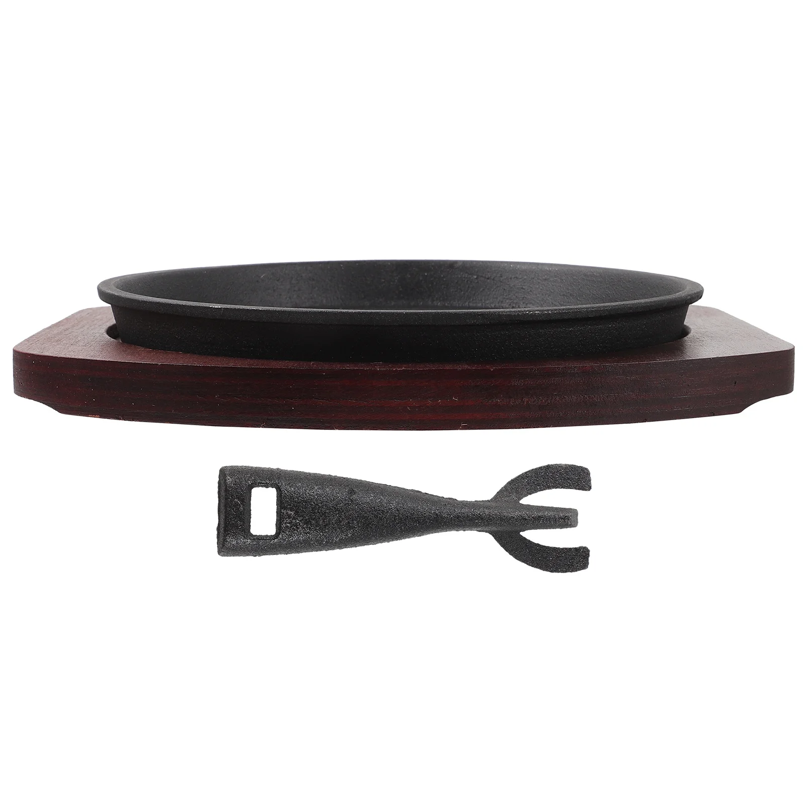 

Thickened Iron Plate Baking Tray Steak Fry Pan Server Household Wood Nonstick Grill