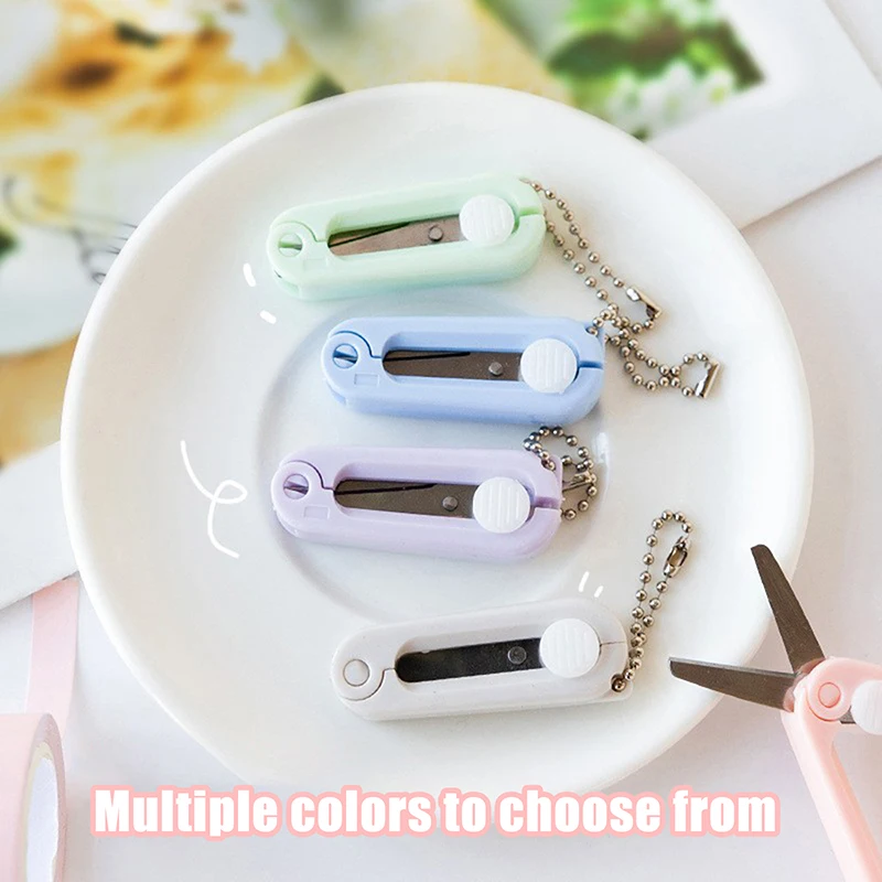 Creative Mini Portable Scissor Pendant Morandi Retractable Folding Simple Paper-Cutting Art Tools Office School Supplies