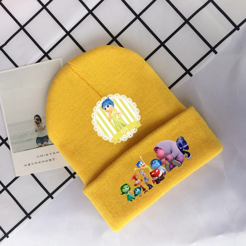 Disney Inside Out 2 Children Cute Knitted Hat Kids Anime Printed Knit Cap Boy Cartoon New Hats Autumn Girl Casual Warm Caps Gift