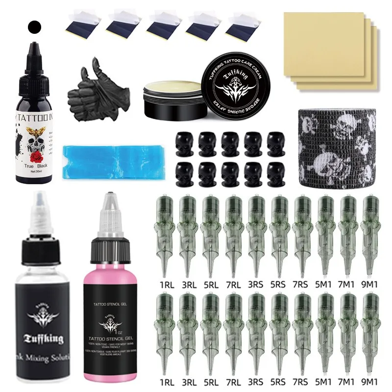 

Tattoo Set Accessories Full Set Tattoo Needles Black Ink Repair Paste Transfer Paper Silicone Practice Skin