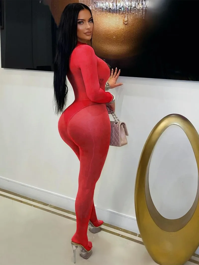 

Прозрачный шелковистый глянцевый высокоэластичный бесшовный узкий комбинезон женский сексуальный облегающий комбинезон с круглым вырезом и длинными рукавами комбинезоны колготки